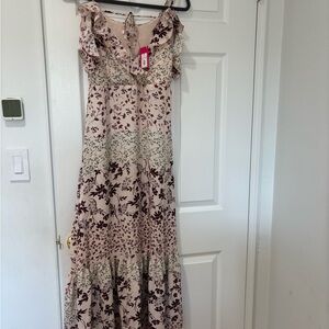 Xhilaration Pink and Green Floral Maxi Dress